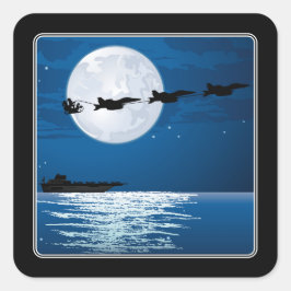 サンタすごいとホーネットF/A-18ジェットクリスマス スクエアシール