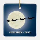 サンタすごいとホーネットF/A-18ジェットクリスマス セラミックオーナメント (裏面)