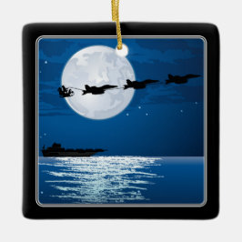 サンタすごいとホーネットF/A-18ジェットクリスマス セラミックオーナメント