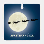 サンタすごいとホーネットF/A-18ジェットクリスマス メタルオーナメント (裏面)