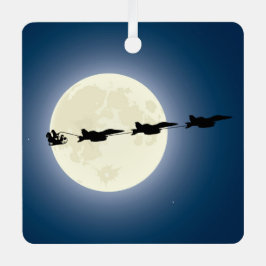 サンタすごいとホーネットF/A-18ジェットクリスマス メタルオーナメント