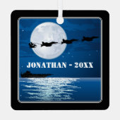 サンタすごいとホーネットF/A-18ジェットクリスマス メタルオーナメント (裏面)