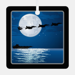 サンタすごいとホーネットF/A-18ジェットクリスマス メタルオーナメント