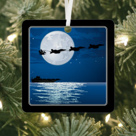 サンタすごいとホーネットF/A-18ジェットクリスマス メタルオーナメント