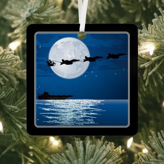 サンタすごいとホーネットF/A-18ジェットクリスマス メタルオーナメント (インサイチュ)