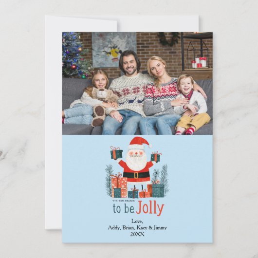 サンタすてきおもしろいかわいい家族の写真ホリデーカード シーズンカード (正面)