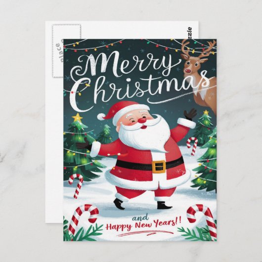 サンタすてきと甘いお菓子のクリスマス ポストカード (正面/裏面)