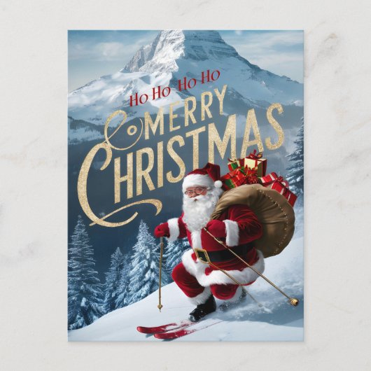サンタすてきカーブスノウイ斜面 ポストカード (正面)