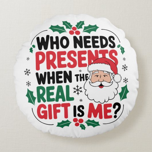 サンタすてきクロースがフェスティバル応援を持ち込む ラウンドクッション (正面)