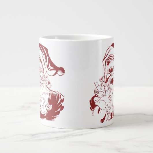 サンタすてきクロースが赤おもしろいレトロメリークリスマス ジャンボコーヒーマグカップ (正面)