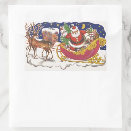 サンタすてきクロースとスリー 長方形シール (バッグ)