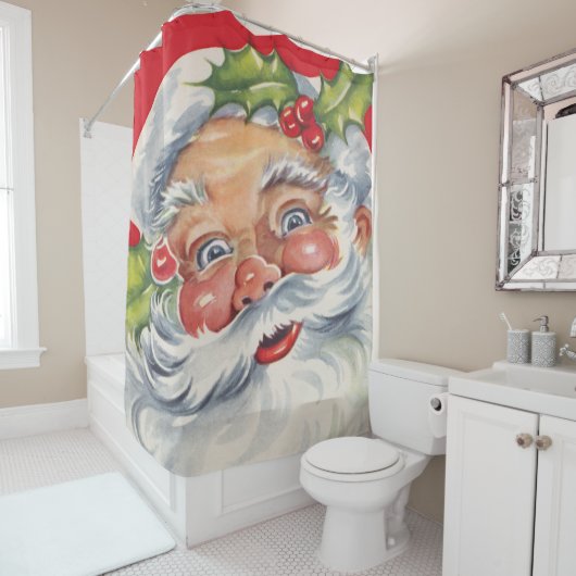 サンタすてきクロースと帽子 シャワーカーテン (インサイチュ)
