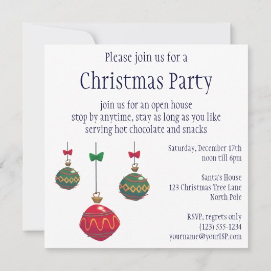 サンタすてきクロースと帽子 招待状 (裏面)