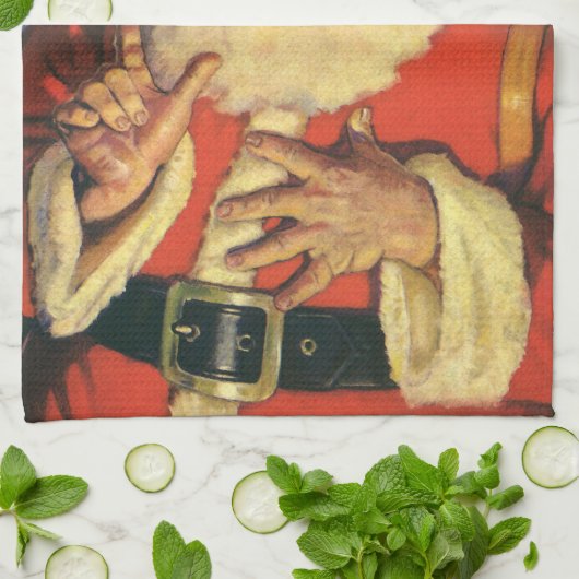 サンタすてきクロースのおもちゃつき キッチンタオル (折り畳み)