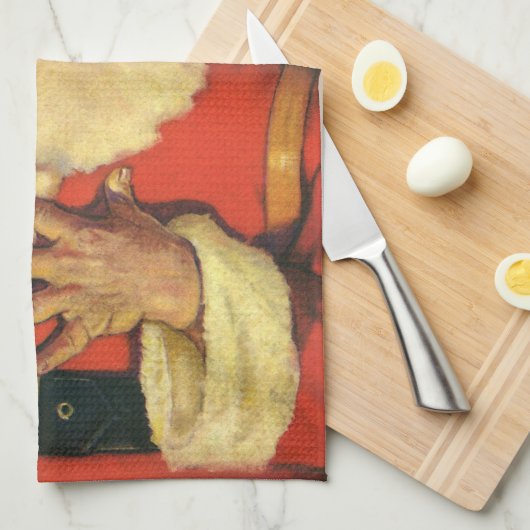 サンタすてきクロースのおもちゃつき キッチンタオル (四つ折り)