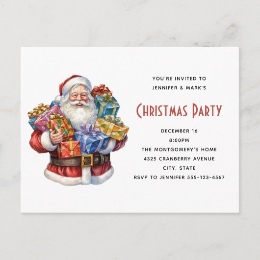 サンタすてきクロースクラシッククリスマス インビテーションポストカード (正面)
