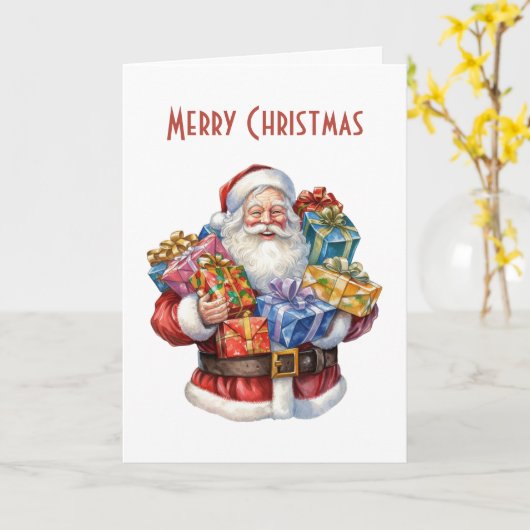 サンタすてきクロースクラシッククリスマス カード (黄色い花)