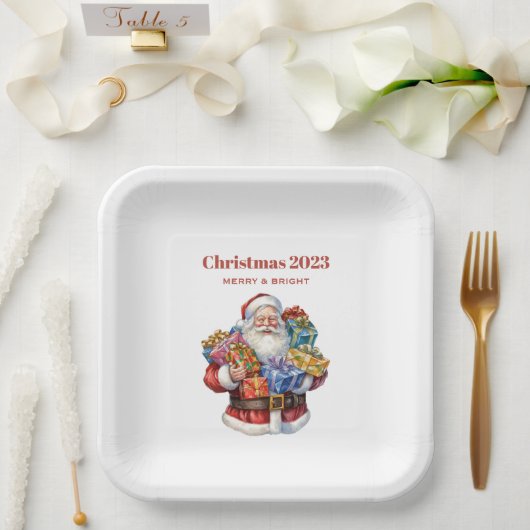 サンタすてきクロースクラシッククリスマス ペーパープレート (ウェディング)