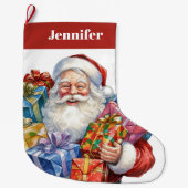 サンタすてきクロースクラシッククリスマス ラージクリスマスストッキング (正面)