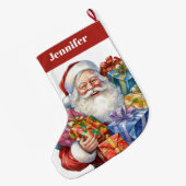 サンタすてきクロースクラシッククリスマス ラージクリスマスストッキング (裏面 (吊り時))