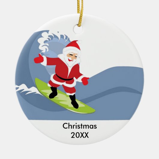 サンタすてきクロースサーフィンオーナメント セラミックオーナメント (正面)