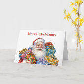 サンタすてきクロース伝統的クリスマス カード (黄色い花)