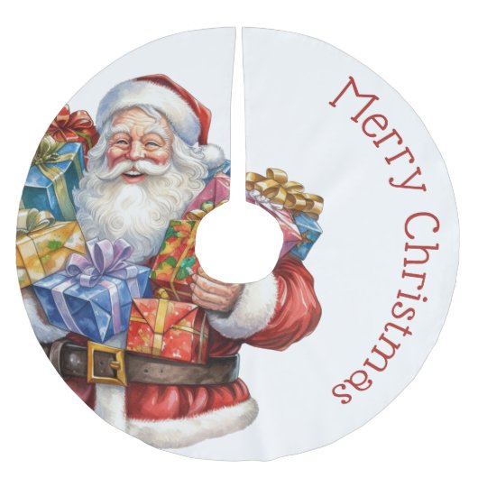 サンタすてきクロース伝統的クリスマス ブラッシュドポリエステルツリースカート (正面)
