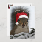 サンタすてきハットを着たリス・サンタリス シーズンポストカード (正面/裏面)