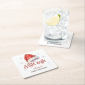 サンタすてきハットベビーシャワーゲストドリンクバー スクエアペーパーコースター (インサイチュ)