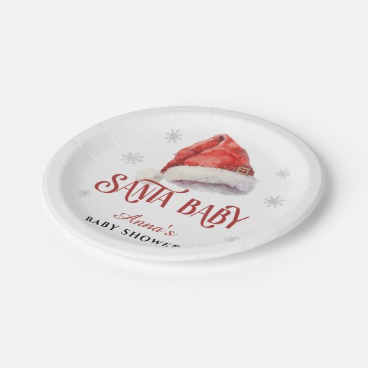 サンタすてきハット赤ちゃんシャワー ペーパープレート (アングル)