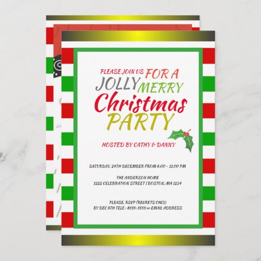 サンタすてき&メリークリスマスパーティの招待状 招待状 (正面/裏面)