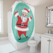 サンタすてき:ヴィンテージのクリスマスカードイラストレーション。 シャワーカーテン (インサイチュ)