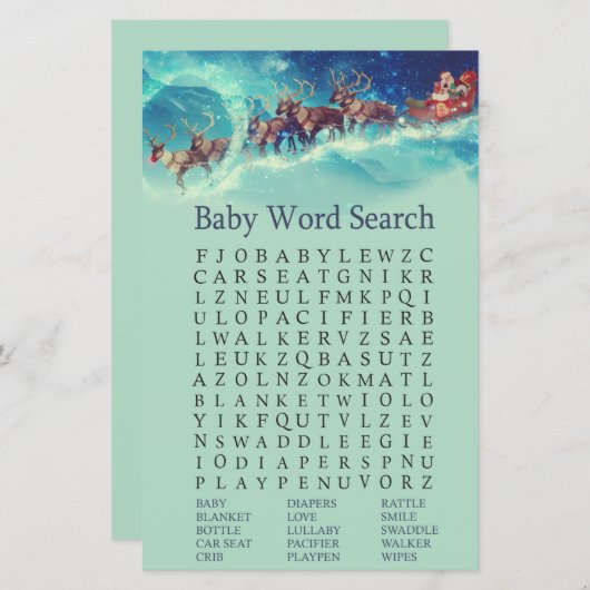 サンタそりとクリスマスベビーシャワーワードサーチ (正面/裏面)