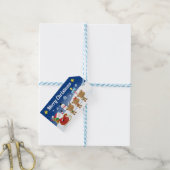 サンタそりとトナカイの夜空クリスマスプレゼント ギフトタグ (より糸つき)