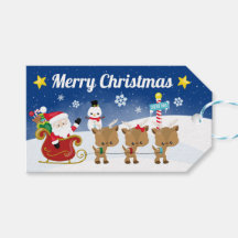 サンタそりとトナカイの夜空クリスマスプレゼント