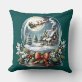 サンタそりに乗るスノーグローブワンダーランド クッション (正面)