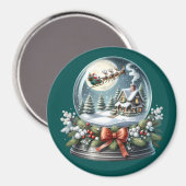 サンタそりに乗るスノーグローブワンダーランド マグネット (正面/裏面)