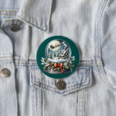 サンタそりに乗るスノーグローブワンダーランド 缶バッジ (インサイチュ)