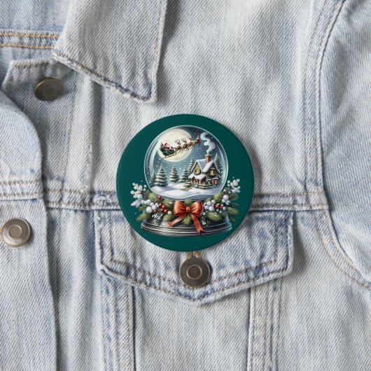 サンタそりに乗るスノーグローブワンダーランド 缶バッジ (インサイチュ)