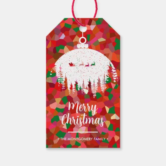サンタそりのクリスマスオーナメント ギフトタグ (正面)