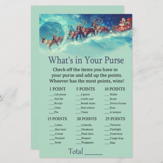 サンタそりのクリスマスバッグゲームの中に何がある (正面/裏面)