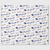 サンタそりのトナカイとホホホホホホワイトシームレス ラッピングペーパー (フラット)