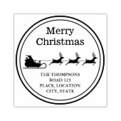 サンタそりのメリークリスマスとカスタム住所 ラバースタンプ (インプリント)