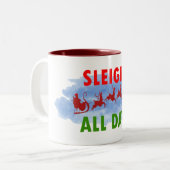 サンタそりは一日中かわいいクリスマスキャンディ ツートーンマグカップ (正面左)