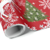 サンタそりを引くユニコーンクリスマスギフトスノー ラッピングペーパー (ロールコーナー)