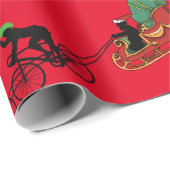 サンタそりを引く自転車包み紙 ラッピングペーパー (ロールコーナー)