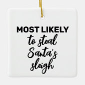 サンタそりを盗みそうだ セラミックオーナメント (正面)
