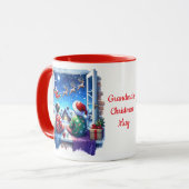 サンタそりを見ている子どもパーソナライズされた マグカップ (正面左)