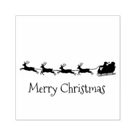 サンタそりトナカイのクリスマスウッドアートスタンプ ラバースタンプ