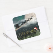 サンタそりトナカイのクリスマスステッカー スクエアシール (封筒)